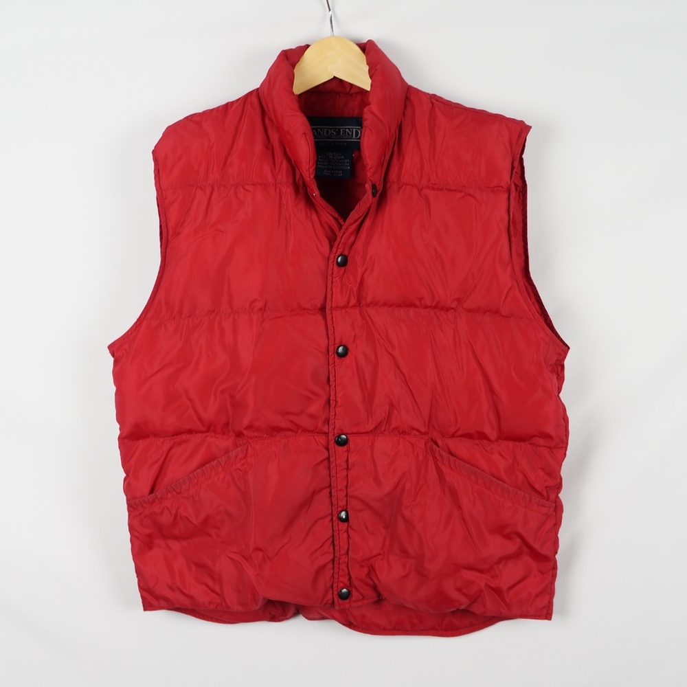 Vintage Lands' End Down-Filled Puffer Vest, Snap Closure, Unisex Medium